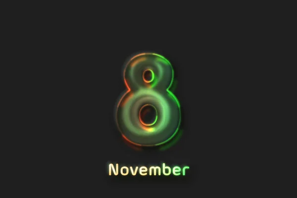 November Date Poster Neon Bubble Shaped Number — Stock Photo, Image