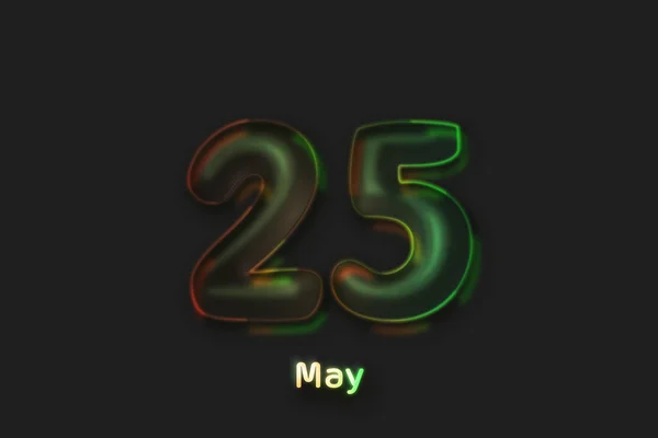 May Date Poster Neon Bubble Shaped Number — 图库照片