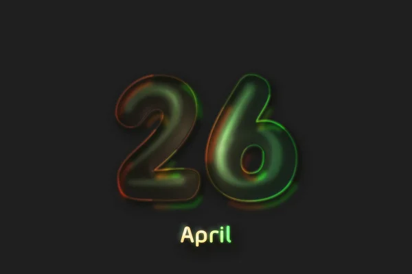 April Date Poster Neon Bubbelvormig Nummer — Stockfoto