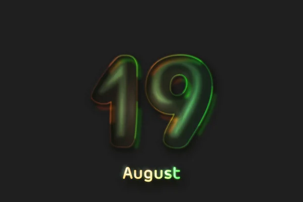 Agosto Data Poster Numero Forma Bolla Neon — Foto Stock