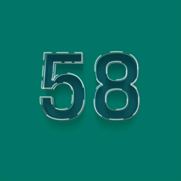 緑の背景に描かれた3D 58番のイラスト — ストック写真
