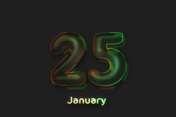 Januar Date Poster Neon Bubble Shaped Number — Stockfoto