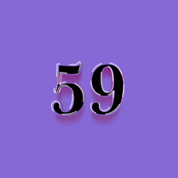 紫色の背景に3D 59番のイラスト — ストック写真
