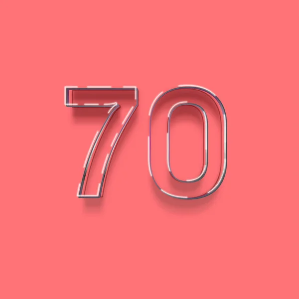 粉红背景的3D 70数字图解 — 图库照片
