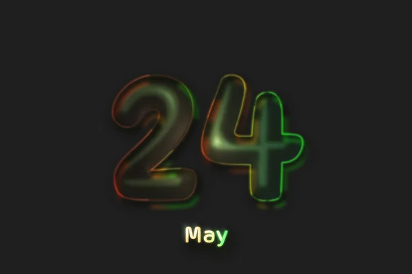 May Date Poster Neon Bubble Shaped Number — 图库照片