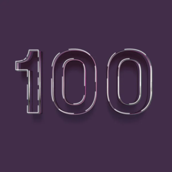 紫色背景上3D 100数字的图解 — 图库照片