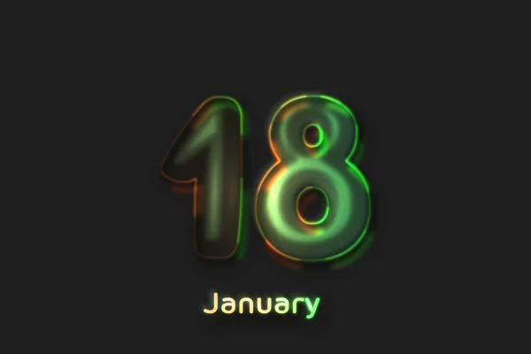 Januari Date Poster Neon Bubbelvormig Nummer — Stockfoto