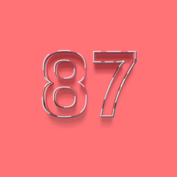 ピンクを背景にした3D 87番のイラスト — ストック写真