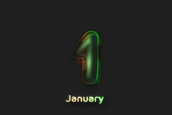 Januari Datum Affisch Neon Bubbla Format Nummer — Stockfoto