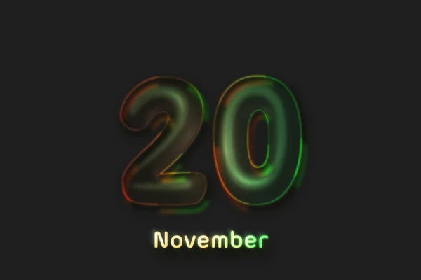 Plakat Datą Listopada Liczba Kształcie Neonowej Bańki — Zdjęcie stockowe
