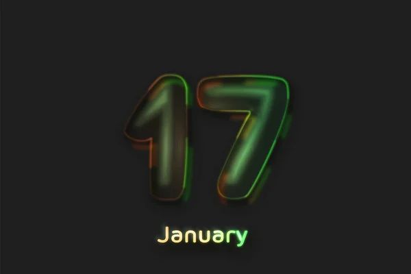 Januar Datumsposter Neonblasenförmige Zahl — Stockfoto