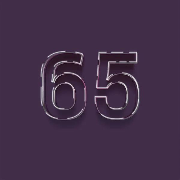 紫色の背景に3D 65番のイラスト — ストック写真