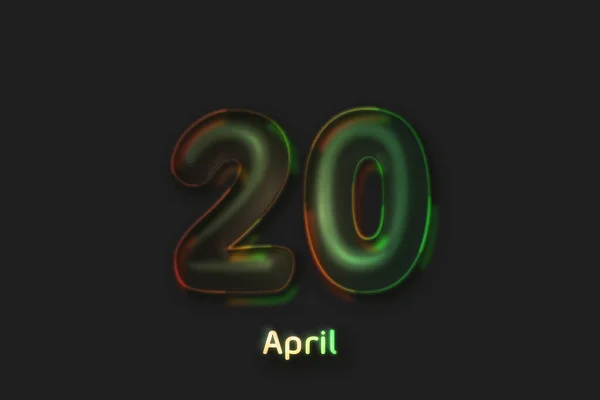 April Date Poster Neonblasenförmige Zahl — Stockfoto