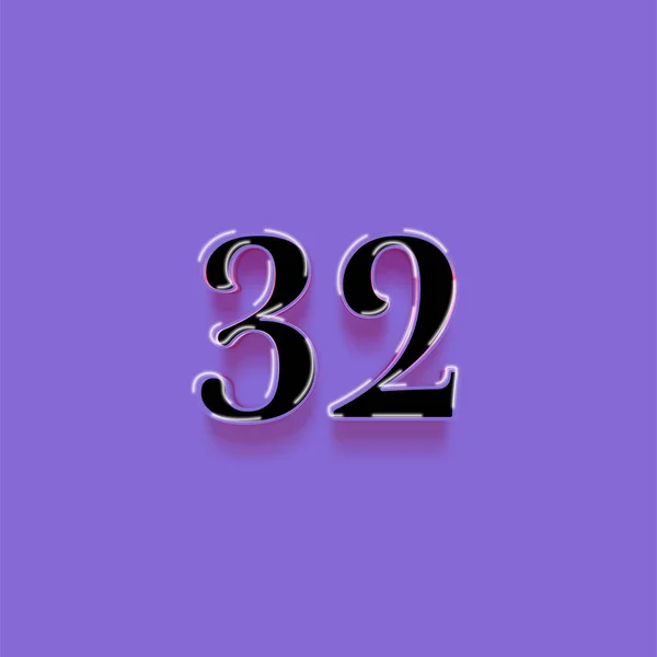 紫色の背景に3D 32番の数字のイラスト — ストック写真