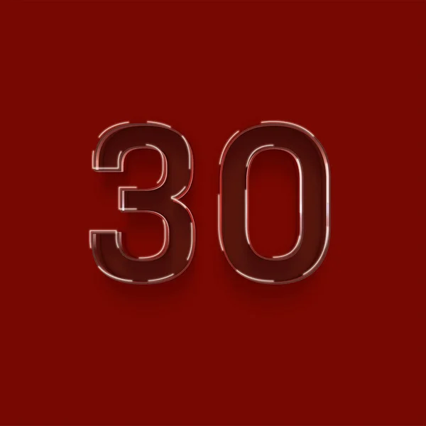 赤を背景にした3D 30番のイラスト — ストック写真