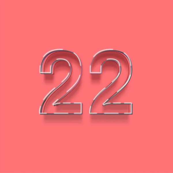 ピンクの背景に3D 22番の数字のイラスト — ストック写真
