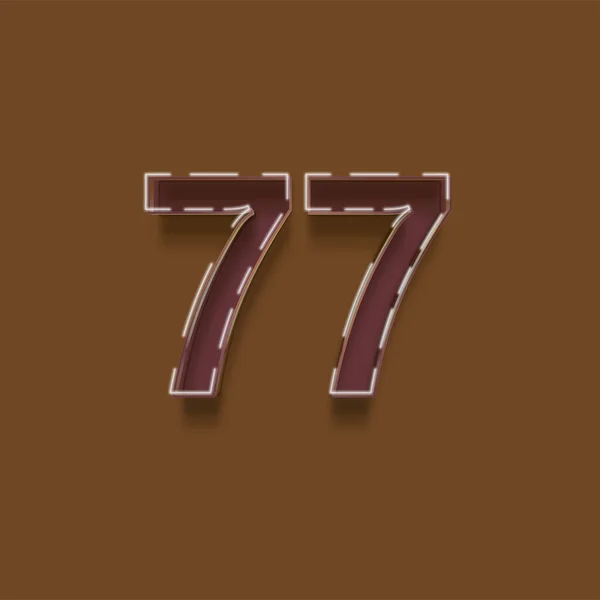 褐色背景上3D 77数字的图解 — 图库照片