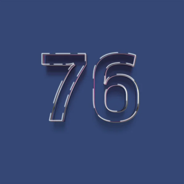 青を背景にした3D 76番のイラスト — ストック写真