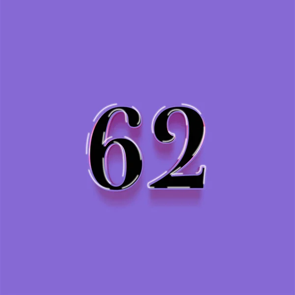 紫色の背景に3D 62番のイラスト — ストック写真