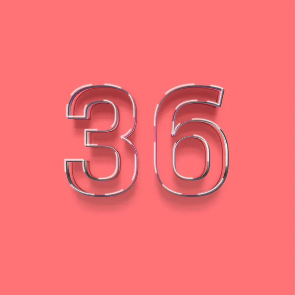 ピンクを背景にした3D 36番のイラスト — ストック写真