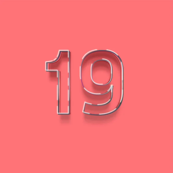 ピンクを背景にした3D 19番のイラスト — ストック写真