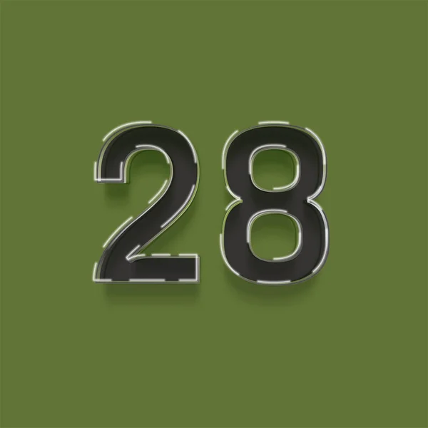 緑の背景に描かれた3D 28番のイラスト — ストック写真