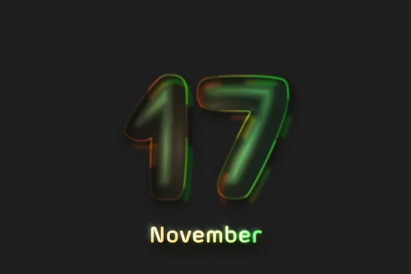 Listopad Data Plakat Liczba Neon Kształcie Bańki — Zdjęcie stockowe