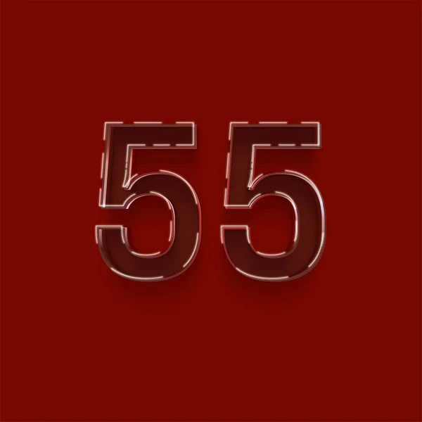 赤を背景にした3D 55番のイラスト — ストック写真