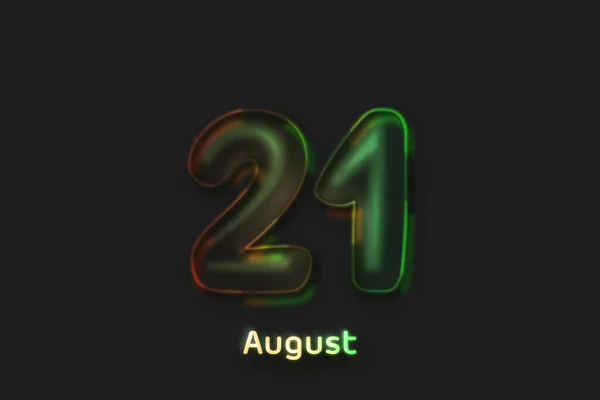 Agosto Data Poster Numero Forma Bolla Neon — Foto Stock