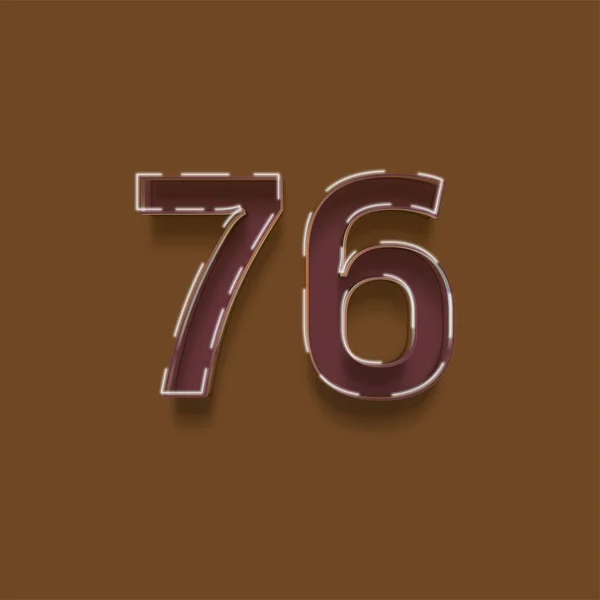 茶色の背景に3D 76番のイラスト — ストック写真