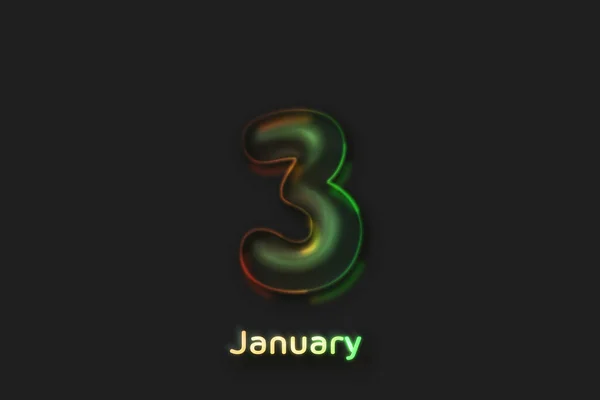 Januar Date Poster Neon Bubble Shaped Number — Stockfoto