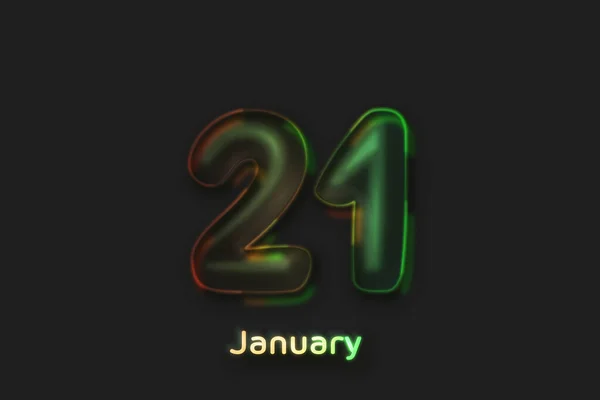 January Date Poster Neon Bubble Shaped Number — Stock Photo, Image