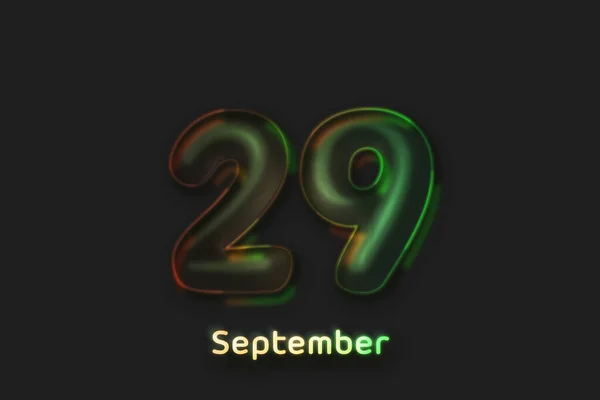 September Date Poster Neonblasenförmige Zahl — Stockfoto