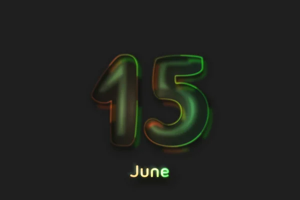 Juni Date Poster Neonblasenförmige Zahl — Stockfoto