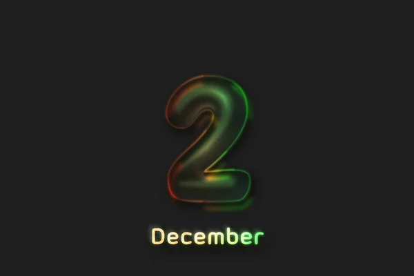 December Date Poster Neon Bubble Shaped Number — Stock Photo, Image