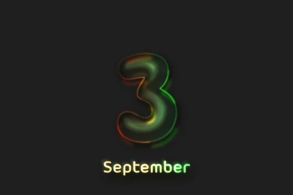 September Date Poster Neon Bubble Shaped Number — Stockfoto