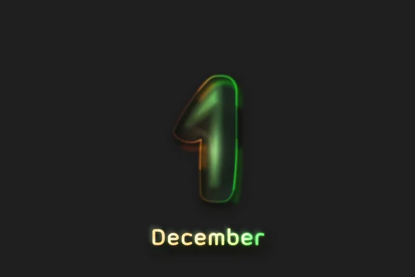 December Date Poster Neon Bubble Shaped Number — Stockfoto