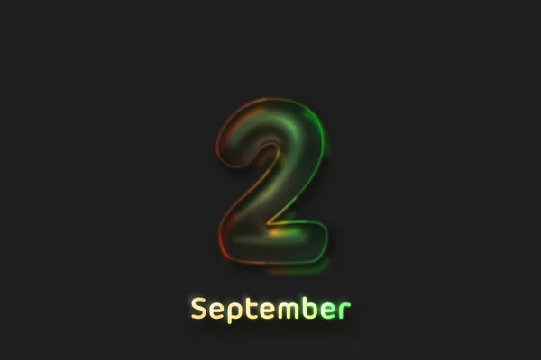September Date Poster Neonblasenförmige Zahl — Stockfoto