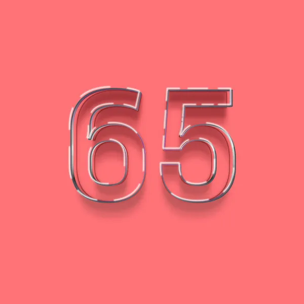 ピンクを背景にした3D 65番のイラスト — ストック写真
