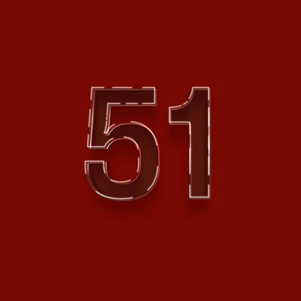 赤を背景にした3D 51番のイラスト — ストック写真