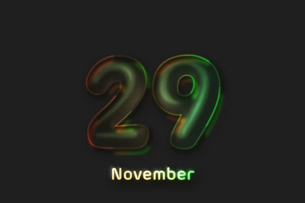November Date Poster Neonblasenförmige Zahl — Stockfoto