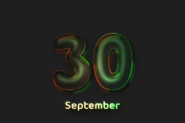 9月30日日付のポスターネオンバブル型の数字 — ストック写真