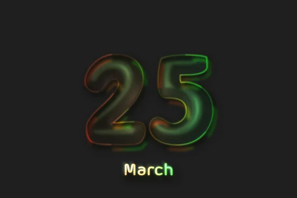 March Date Poster Neon Bubble Shaped Number — 图库照片