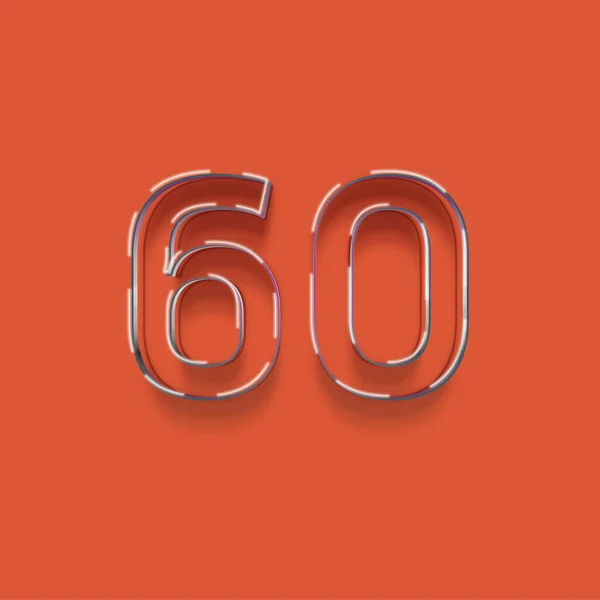 赤を背景にした3D 60番のイラスト — ストック写真