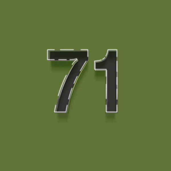 绿色背景上3D 71数字的图解 — 图库照片