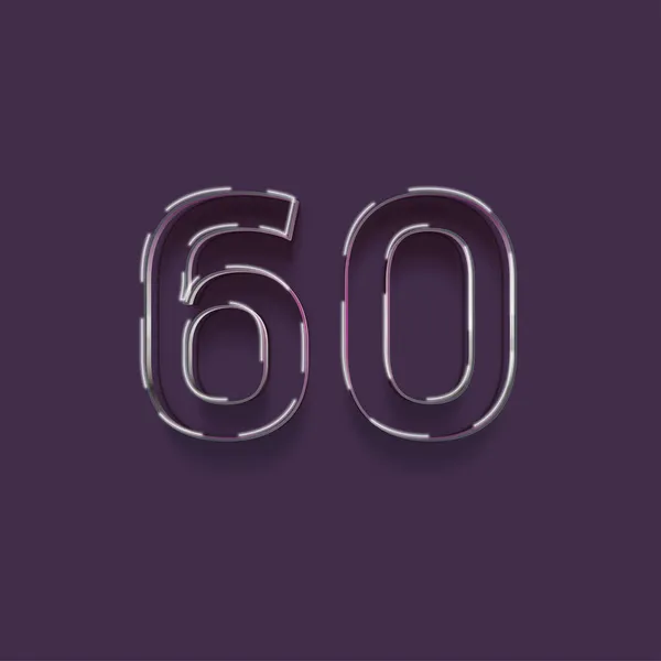 紫色背景上3D 60数字的图解 — 图库照片