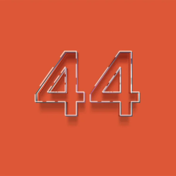 赤色の背景に3D 44番の数字のイラスト — ストック写真