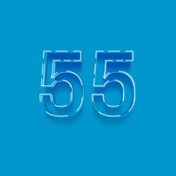 青の背景に3D 55番のイラスト — ストック写真