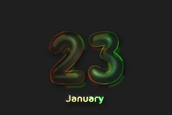 Januar Date Poster Neonblasenförmige Zahl — Stockfoto