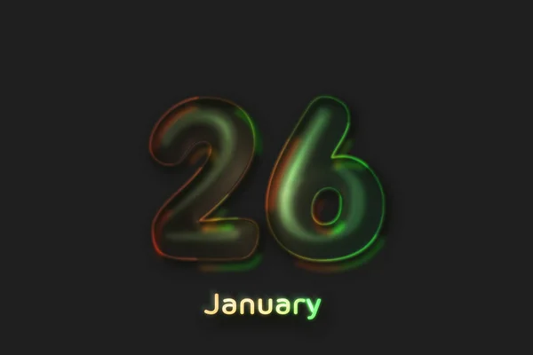 January Date Poster Neon Bubble Shaped Number — Stockfoto